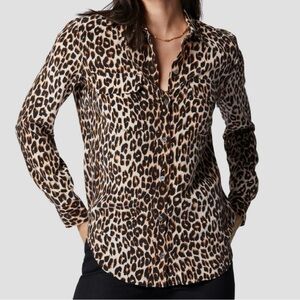 Equipment Signature Slim-Fit Leopard Print Silk Shirt